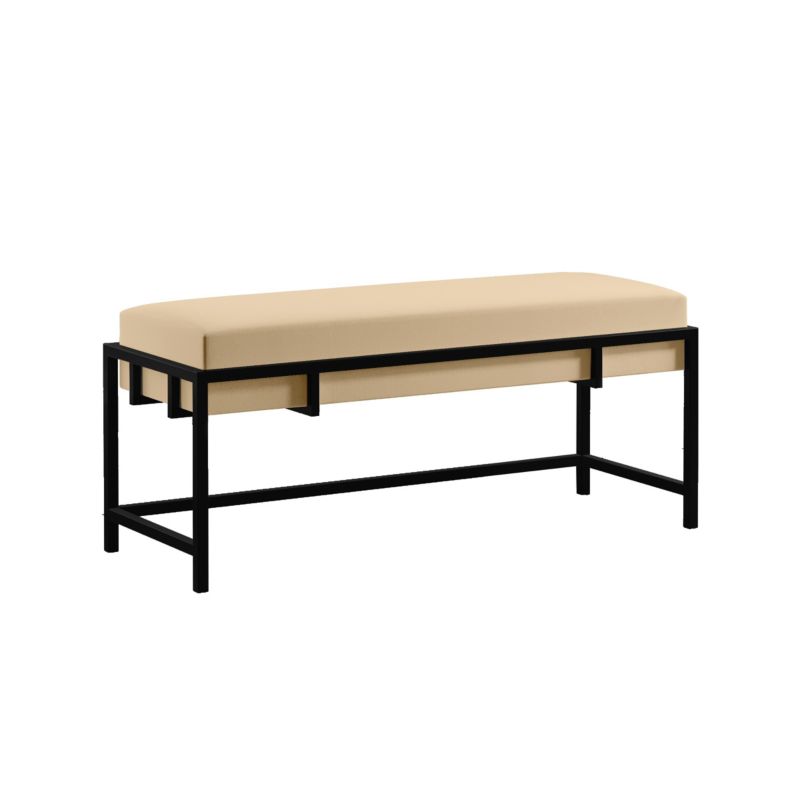 Ławka tapicerowana Bettso Lamo 80 cm nowoczesna w tkaninie royal velvet na czarnym stelażu jasnobeżowy 1szt.