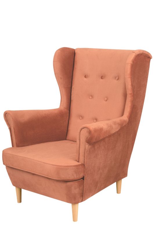 Skandynawski Fotel Uszak do salonu Bonni Floki Różowy 1 szt.