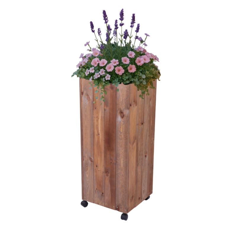 Donica drewniana MODO24 106x37x37 cm impregnowana brązowa na kółkach 1 szt.
