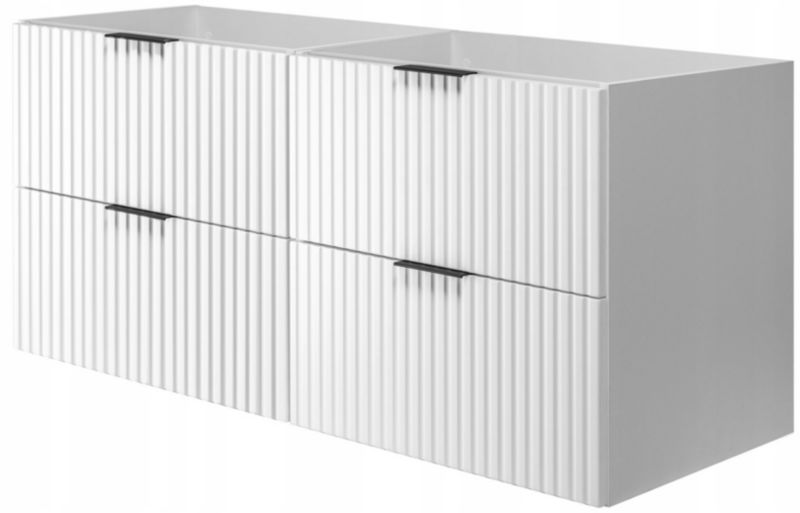 Szafka łazienkowa Furnidea 120 cm wisząca ryflowana 4 szuflady biały mat Flow 1 szt.