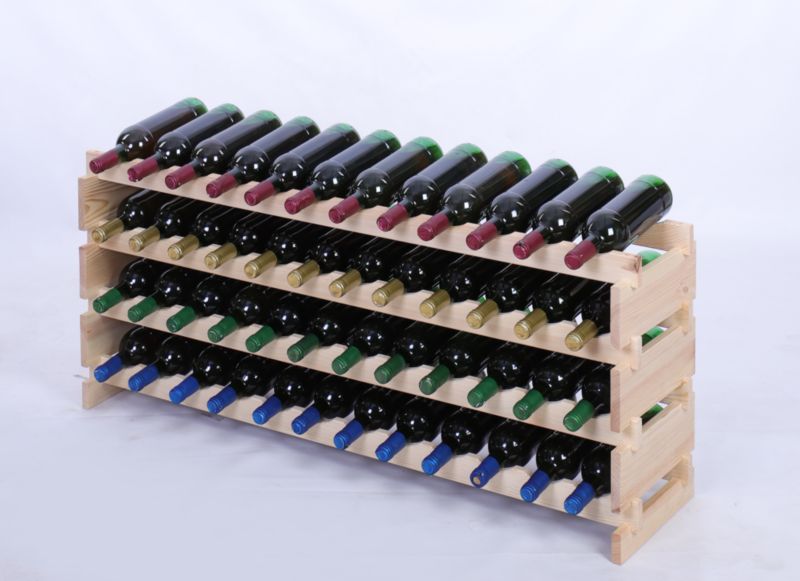 Stojak na wino MODO24 regał modułowy na butelki 4 leżnie x 12 butelek montaż bez narzędzi naturalne drewno 1 szt.