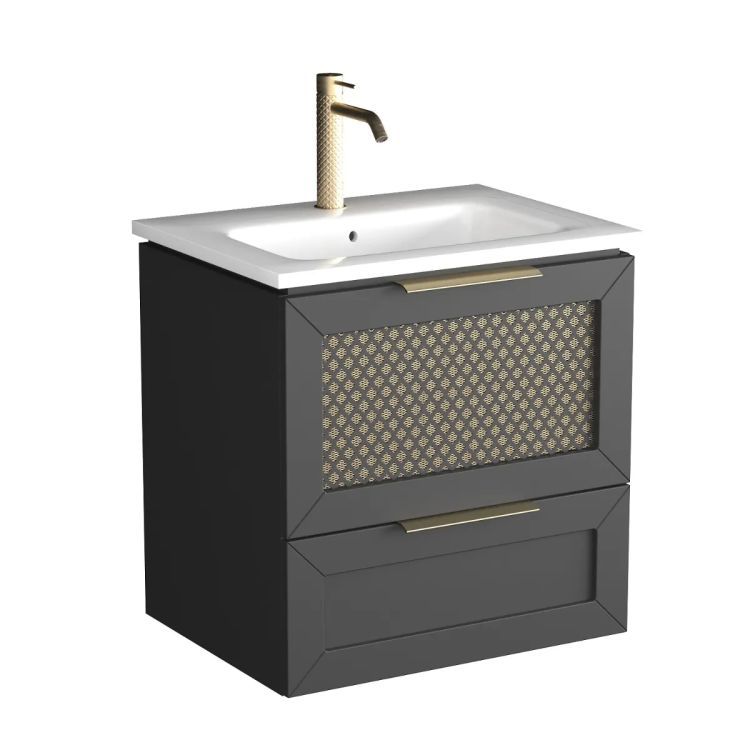 Szafka pod umywalkę KROFAM CHIC 60 cm czarna półmat/złota 1 szt.