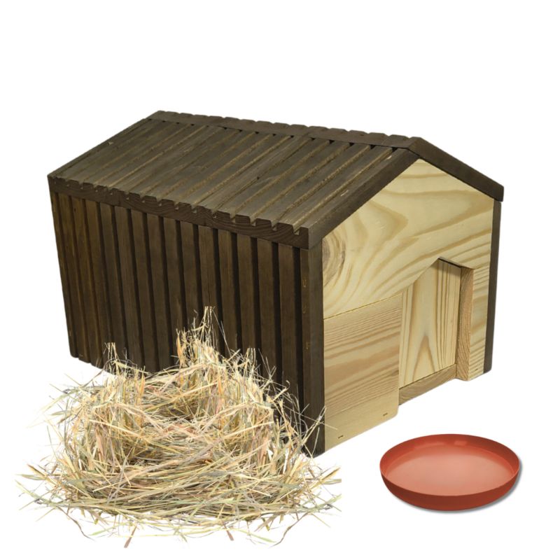 Domek dla jeża MODO24 drewniany impregnowany 25x36x27 cm z siankiem i miseczką eko 1 szt.