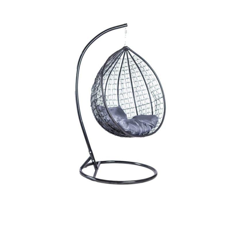 Fotel wiszący Bettso Cobe ogrodowy grafitowa poduszka czarny 1szt.