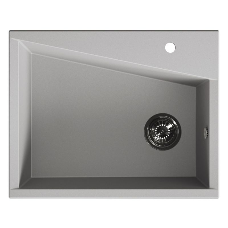 Zlewozmywak Granitowy, Laveo, Szary, Grenada, 48x60cm, z syfonem, 1 szt.