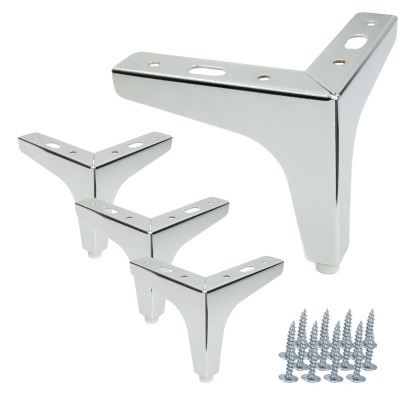 Zestaw 4 sztuk noga meblowa Kotwica srebrny chrom wysokość 10 cm 4 szt nóżek + 16 wkrętów GRATIS B&B
