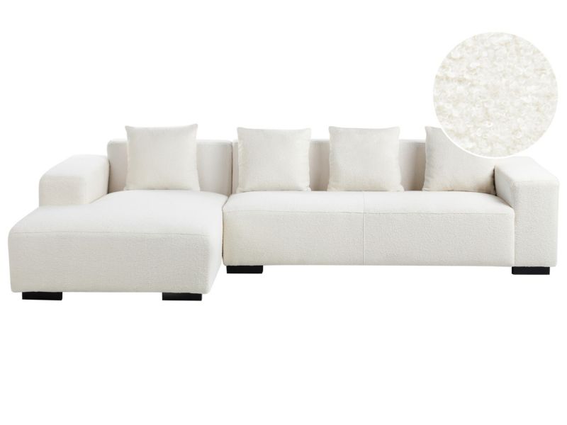 Narożnik Lungo Boucle Biały dla 4 osób Prawostronny 1 szt.