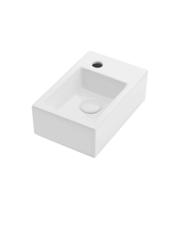 Umywalka ścienna Uptrend ROSA P biały połysk, z otworem na baterię, prawa 1 szt.