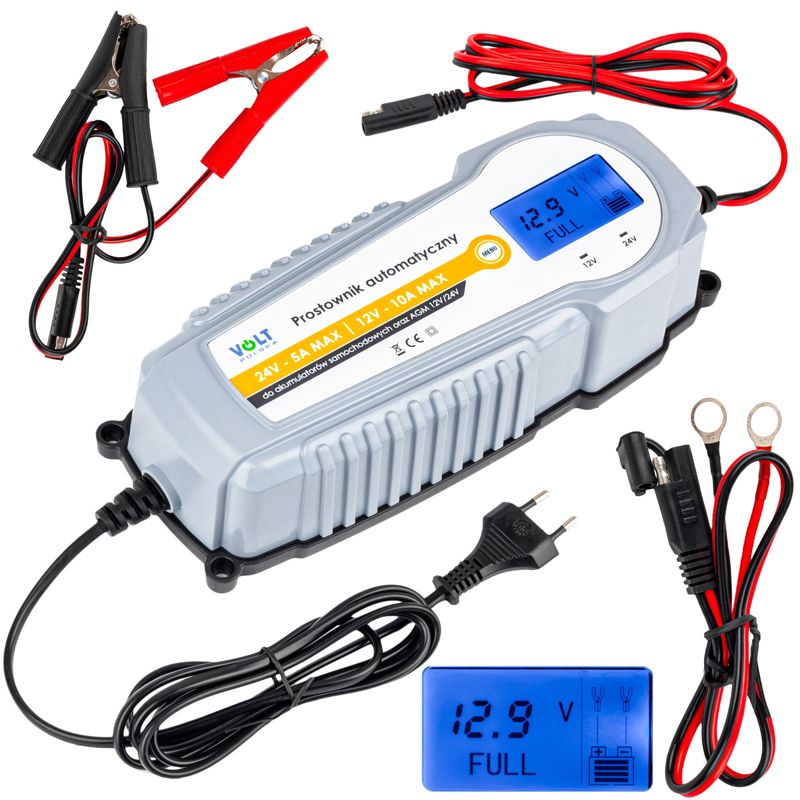 Prostownik ładowarka do akumulatora VOLT POLSKA automatyczny 12-24V LCD 10A 1szt