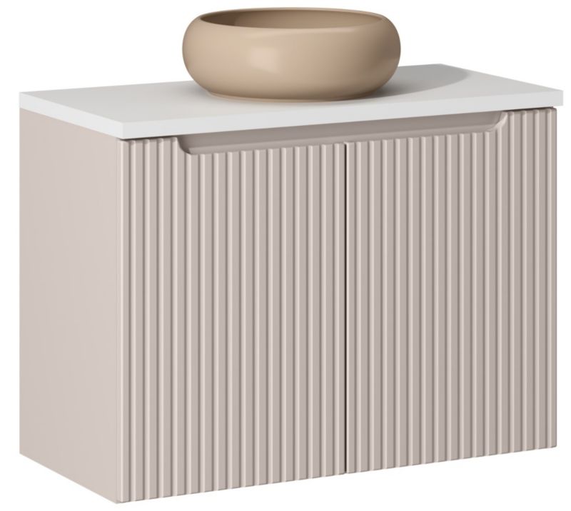 Szafka pod Umywalkę łazienkowa 80 cm Wisząca z Blatem Biały Nova Kaszmir Kaszmirowa z Umywalką Furnidea 1 szt.