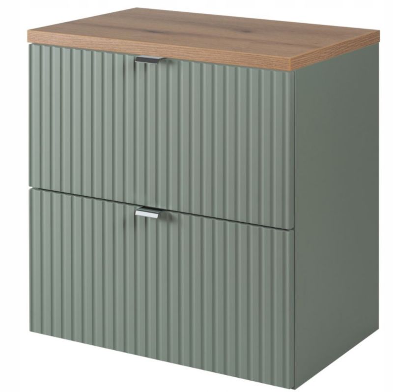 Szafka pod umywalkę Furnidea 50 cm szałwia z blatem dąb Coast Evoke ryflowany LINE REED GREEN 1 szt.