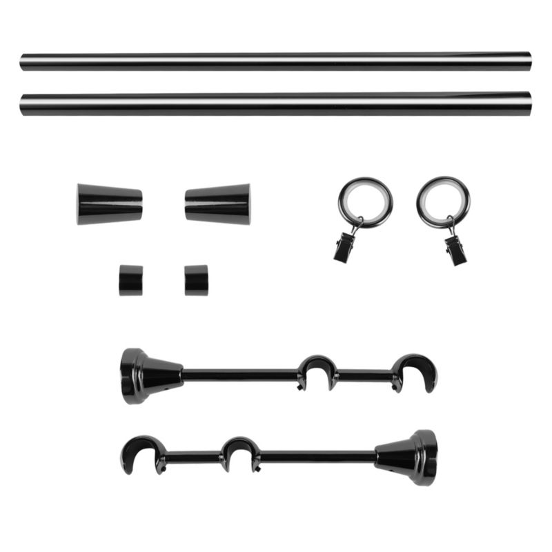 Karnisz podwójny GoodHome Kimlos 19/16 mm 240 cm stożek czarny nikiel