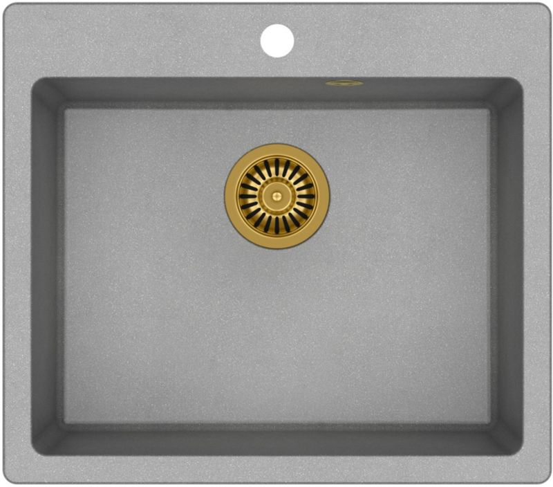 Zlewozmywak Quadron Morgan GraniteQ 57x50 cm, 1-komorowy, szary metalik, montaż wpuszczany, 1 szt.