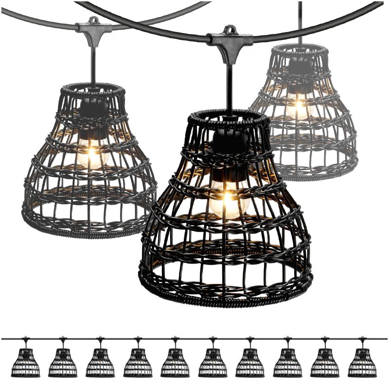 Girlanda ogrodowa 5m + żarówki LED Kobi + 10x klosz czarny 2szt.