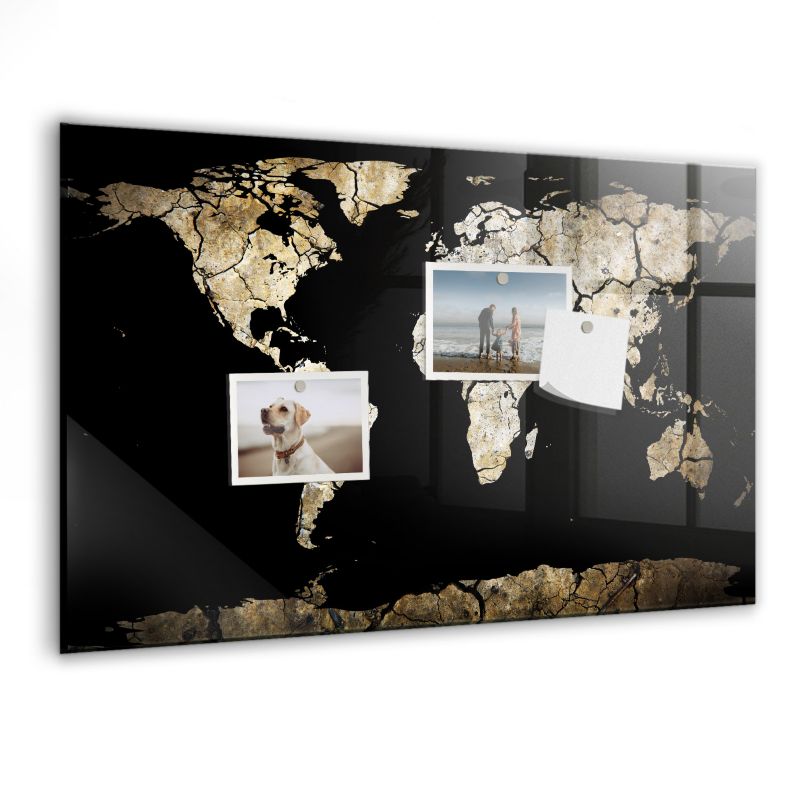 Szklana tablica magnetyczna Wallfluent 60x40 cm Mapa świata susza 1 szt.