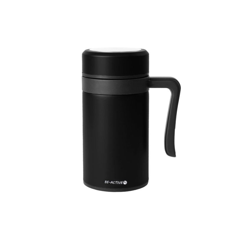 Kubek termiczny Be-active.pl na kawę herbatę czarny 450 ml 1szt