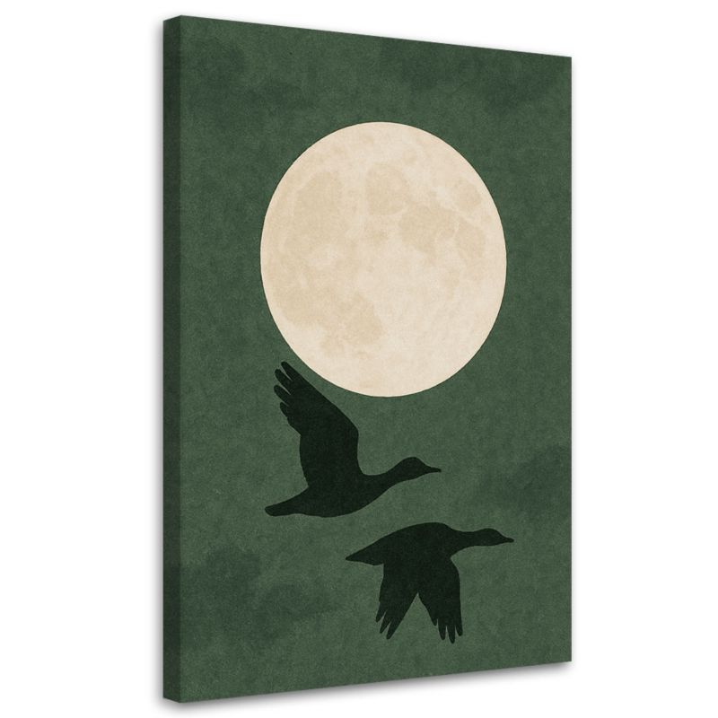 Obraz Japandi Feeby Kaczki w locie Minimalizm Kremowy Zielony 60x90cm 1szt