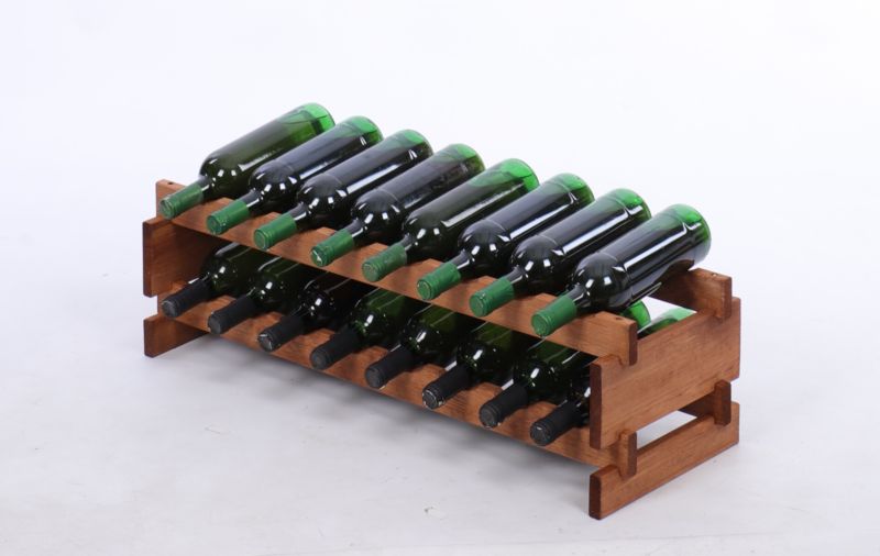 Stojak na wino MODO24 regał modułowy na butelki 2 leżnie x 8 butelek montaż bez narzędzi impregnacja brązowa 1 szt.