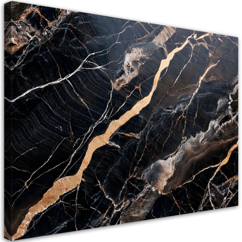 Obraz na płótnie Feeby Czarny Marmur ze Złotem Abstrakcja 120x80cm 1szt