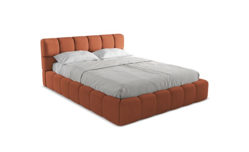 Tapicerowane łóżko z pojemnikiem LaMiaSofa Nalu Szynila 160x200 Terakota 1 szt.