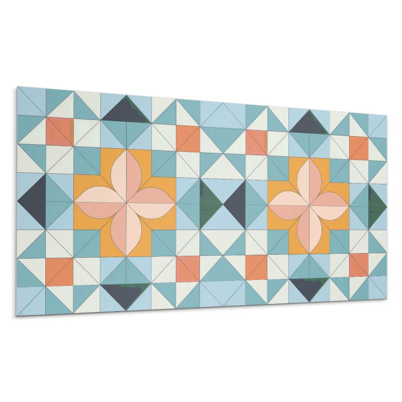 Kafelki samoprzylepne Wallfluent 60x30 cm Geometriczny design z akcentem kwiatu 6 szt.