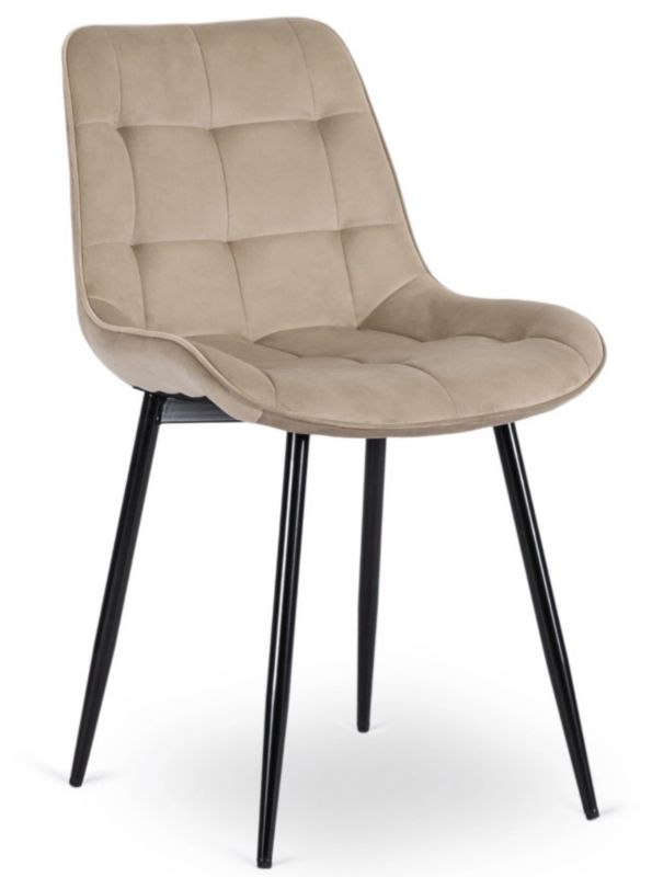 Krzesło Tapicerowane CHRIS Mebel Elite Welurowe Do Salonu Beżowe 1 szt