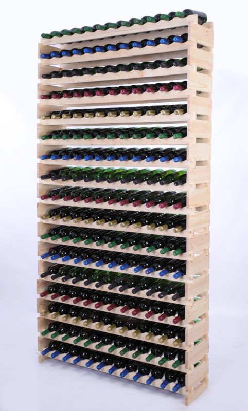 Stojak na wino MODO24 regał modułowy na butelki 17 leżni x 12 butelek montaż bez narzędzi naturalne drewno 1 szt.