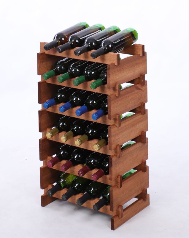Stojak na wino MODO24 regał modułowy na butelki 6 leżni x 4 butelki montaż bez narzędzi impregnacja brązowa 1 szt.