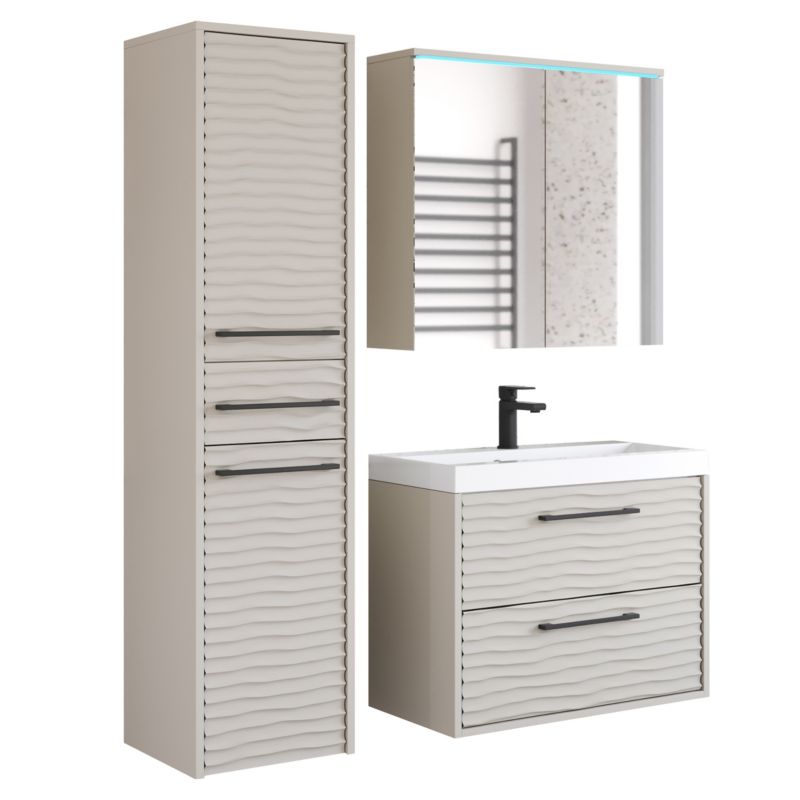 Zestaw mebli łazienkowych MINIO go for it YUKO 1 kaszmirowy beż / MDF wzór M4-fala 1 kpl.