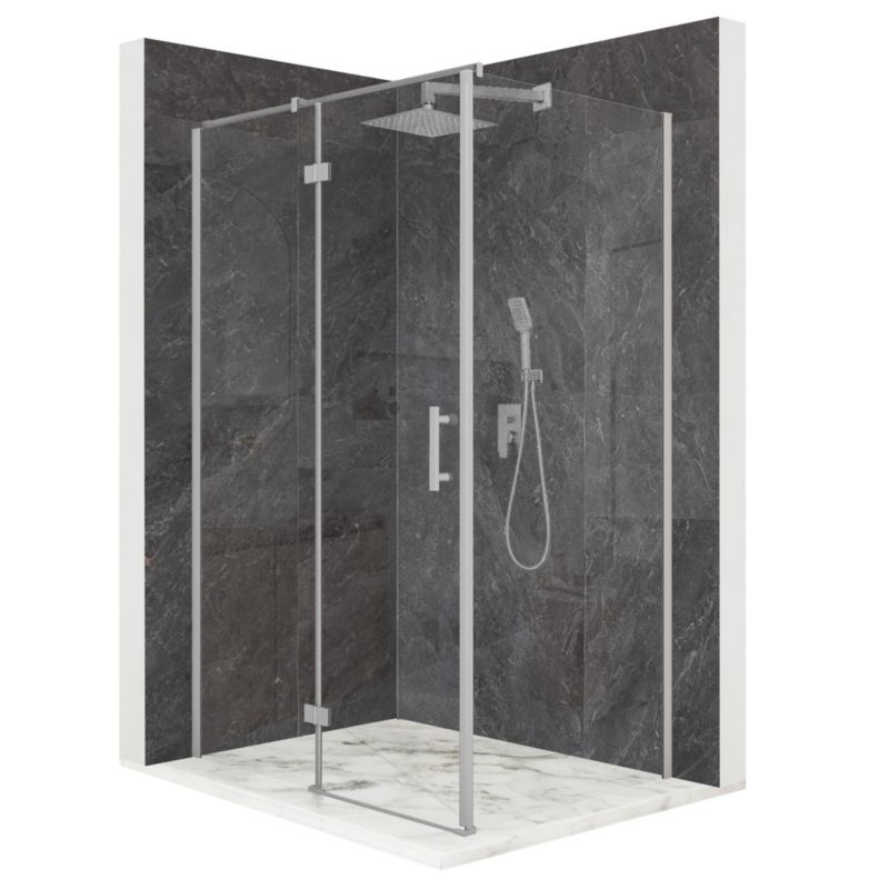 Kabina prysznicowa prostokątna TECHGLOBE uchylna srebrna 100x90 szkło 6mm + powłoka 1 szt.
