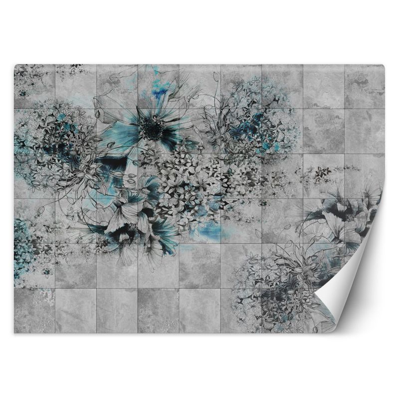 Fototapeta Feeby Kwiaty akwarela na szarym tle 368x254 1 szt