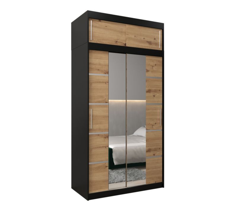 Szafa przesuwna Abiks Verona 4 120 czarny + artisan z nadstawką 1 szt.