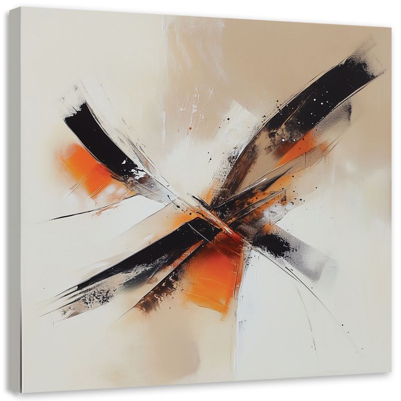 Obraz do salonu sypialni Feeby Abstrakcja beżowy czarny pomarańczowy 50x50cm 1szt