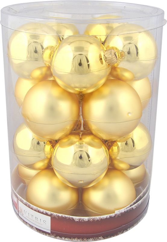 Bombki gładkie Vitbis 3 cm w tubie złote 20 szt.