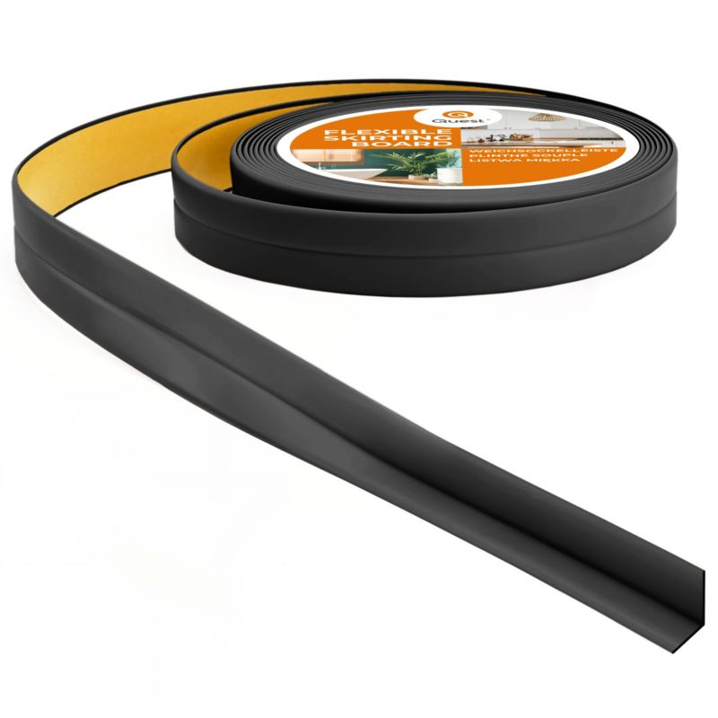 Listwa wykończeniowa PCV 10x10 mm na taśmie piankowej, mocna elastyczna, miękka taśma dekoracyjna, czarny, 5 m