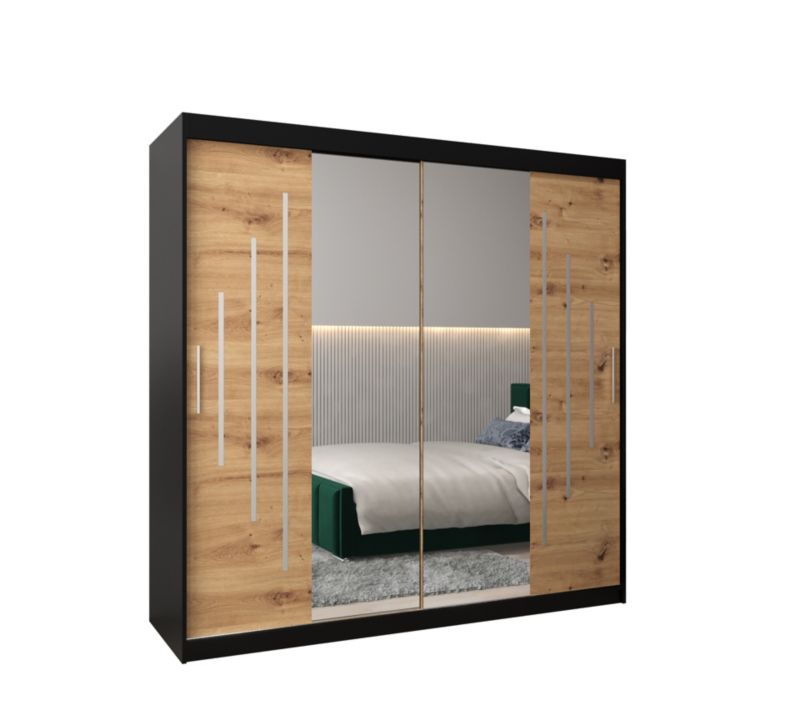 Szafa przesuwna Garderoba Abiks YORK 1 200 czarny/artisan 1 szt.