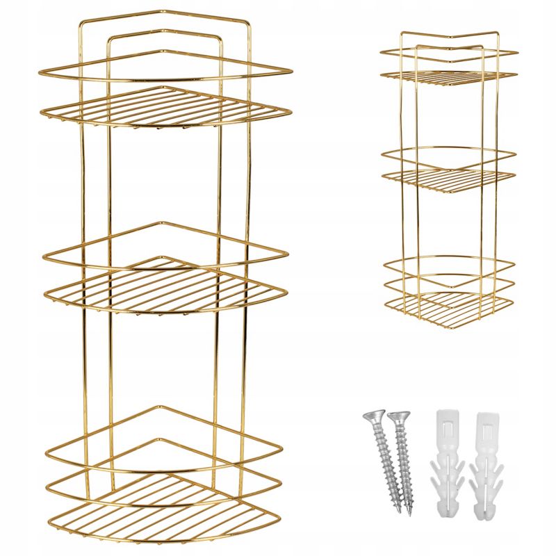 Półka łazienkowa Metlex narożna pod prysznic 3 poziomy złota 1 szt.