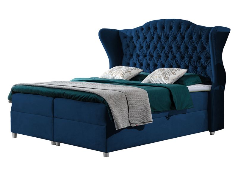 Łóżko kontynentalne MIRJAN 24 Livia 160x200 ciemny szafir 1 szt.