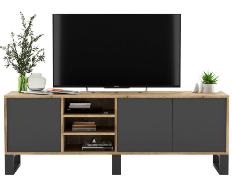 Szafka RTV Meble Lindner NILA 8 150 dąb wotan/biały mat 1 szt.