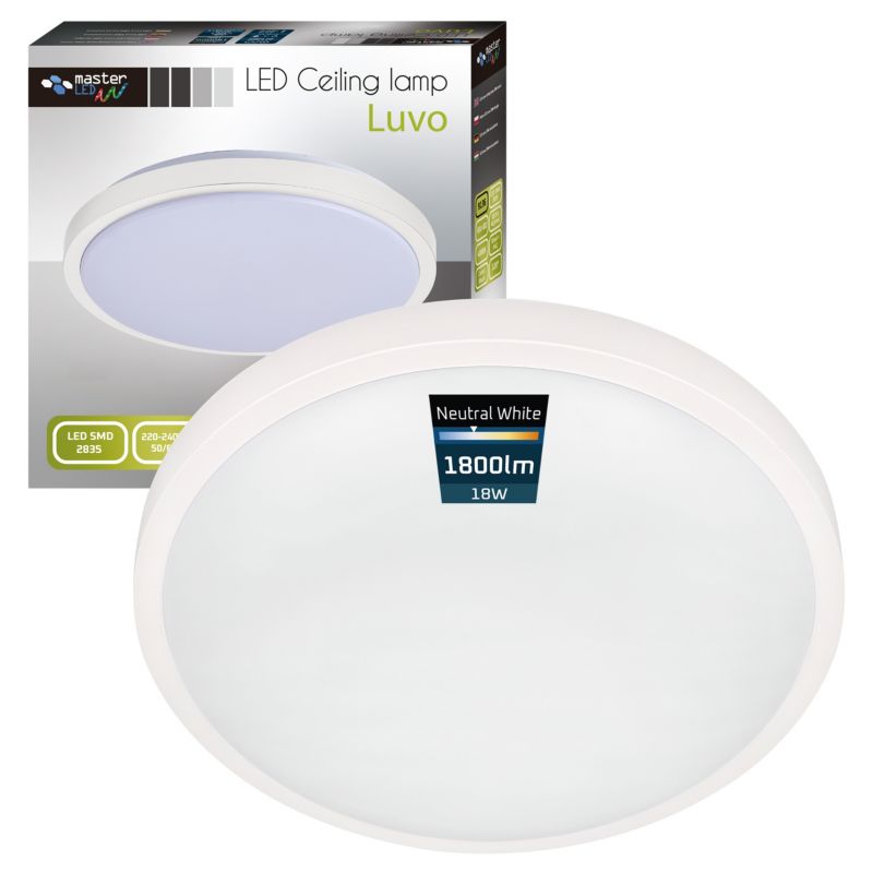 Plafon LED MasterLED Luvo 18W 27,5 cm IP44 neutralna biel 4000K 1800lm okrągły biały 1 szt.