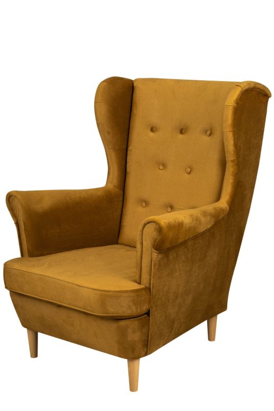 Skandynawski Fotel Uszak do salonu Bonni Floki Złoty 1 szt.