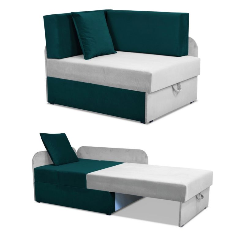 Narożnik dziecięcy rozkładany z pojemnikiem Family Meble Denis Duo zielono szary 1szt