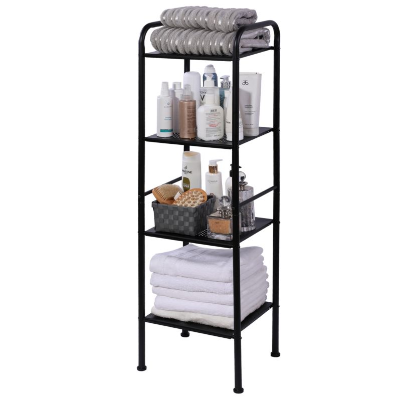 Regał łazienkowy LEXA - Yoka Home 4 półki czarny matowy stalowy - 1 szt.