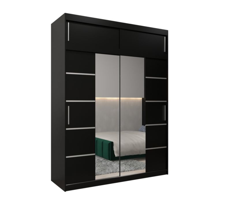 Szafa przesuwna Abiks Verona 4 180 czarny + czarny z nadstawką 1 szt.