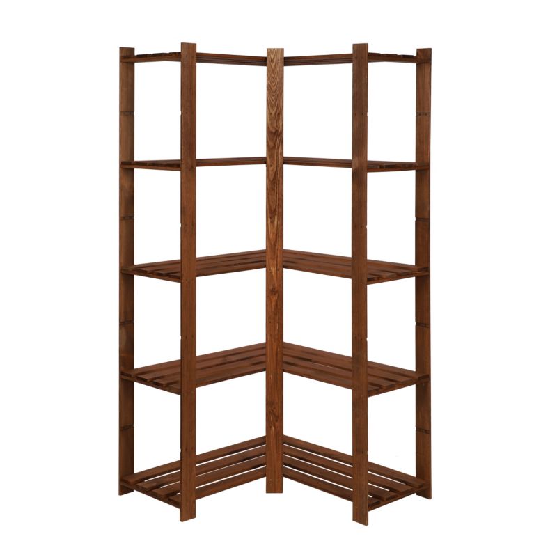 Regał narożny drewniany MODO24 impregnacja brązowa pojemny 170 cm 1 szt.