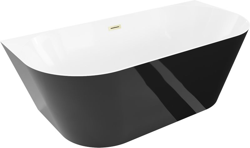 Wanna wolnostojąca Mexen Oval Slim biało-czarna 170x80 cm przelew złoty szczotkowany 1 szt.