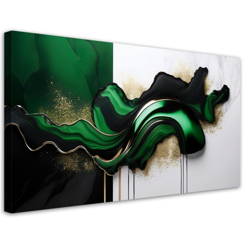 Obraz na płótnie Feeby Zielona Nowoczesna Abstrakcja ze Złotem 80x40cm 1szt
