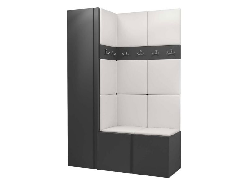 Garderoba MIRJAN 24 Orion IX grafit + biała ekoskóra 1 kpl.