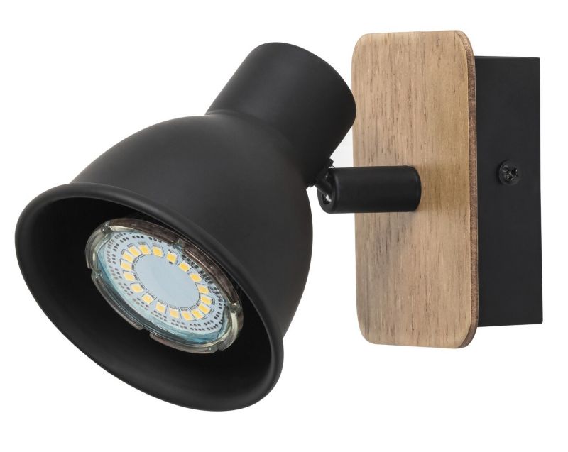 Kinkiet ścienny Rabalux Mac czarny z włącznikiem 1 x GU10 x 15W IP20 wym: 10 x 10 x 15 cm - 1 szt.