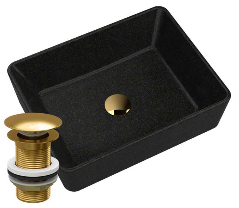 Umywalka Granitowa Nablatowa Granitan Merano Złota Beżowa, Złoty Klik Klak 1szt.